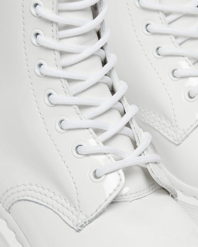 Dr Martens 1460 Mono Patent Lær Snørestøvletter Dame Hvite | Norge 604UZG